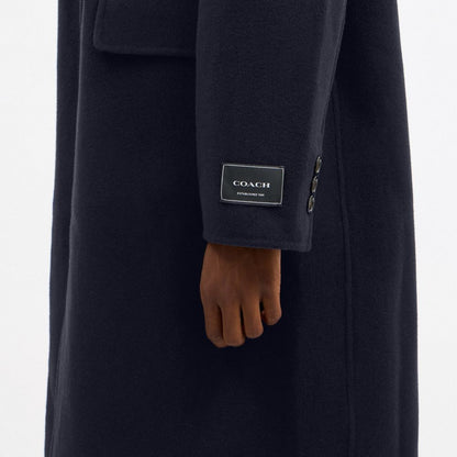 Coach Double Faced Wool Coat Navy Blue