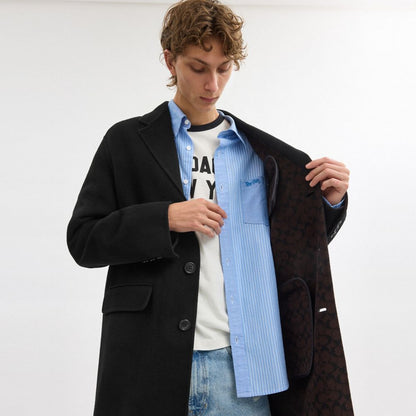 Coach Double Faced Wool Coat Black