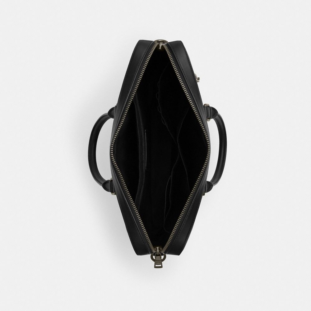 Coach Ethan Slim Brief In Signature Canvas Gunmetal Charcoal Black