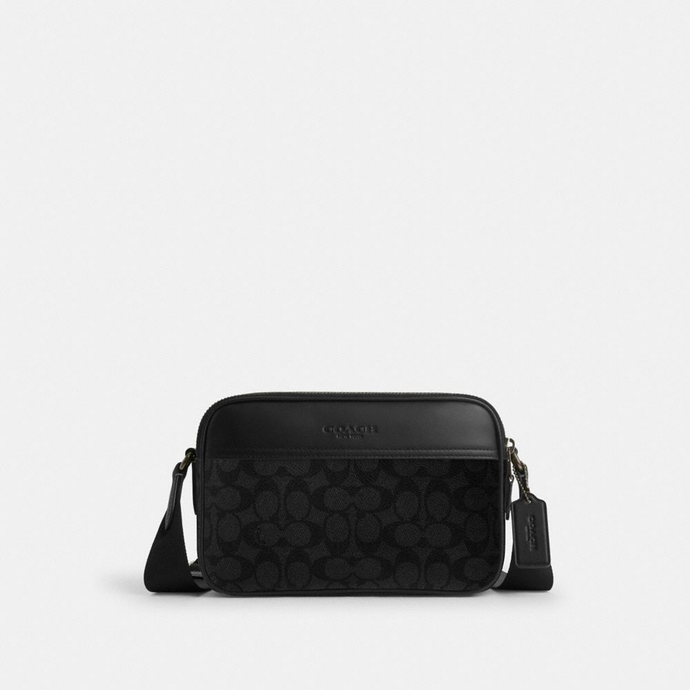 Coach Graham Crossbody Bag In Signature Canvas Gunmetal Charcoal Black