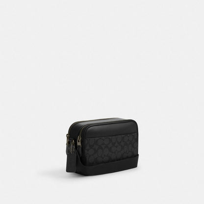 Coach Graham Crossbody Bag In Signature Canvas Gunmetal Charcoal Black