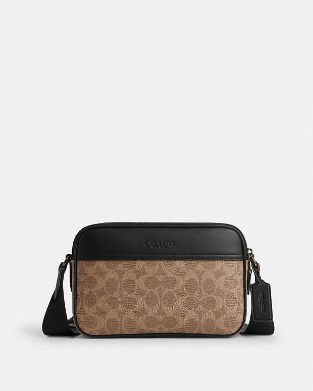 Graham Crossbody Bag In Signature Canvas Signature Canvas-Qb-Tan-Black Signature Canvas-Qb-Tan-Black