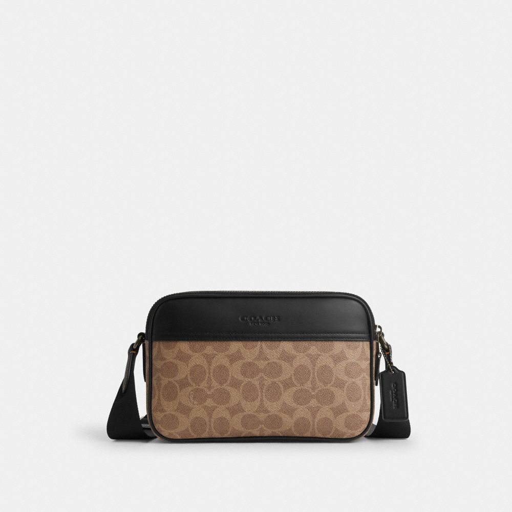 Graham Crossbody Bag In Signature Canvas Signature Canvas-Qb-Tan-Black Signature Canvas-Qb-Tan-Black