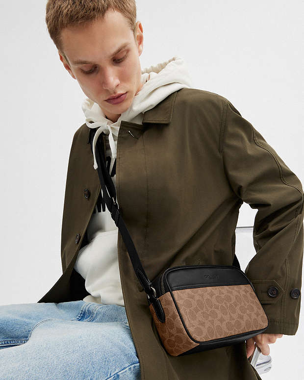 Graham Crossbody Bag In Signature Canvas Signature Canvas-Qb-Tan-Black Signature Canvas-Qb-Tan-Black