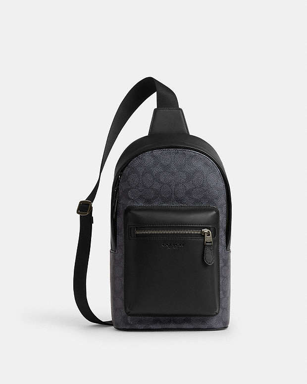 West Pack In Signature Canvas Signature Canvas-Gunmetal-Charcoal-Black Signature Canvas-Gunmetal-Charcoal-Black