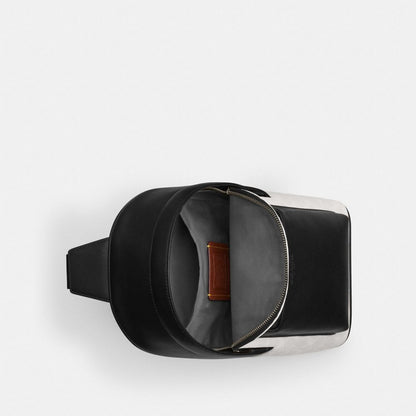 Coach West Pack In Signature Canvas Gunmetal Chalk Black