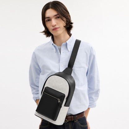 Coach West Pack In Signature Canvas Gunmetal Chalk Black