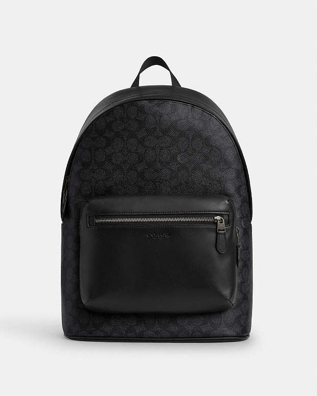 West Backpack In Signature Canvas Signature Canvas-Gunmetal-Charcoal-Black Signature Canvas-Gunmetal-Charcoal-Black