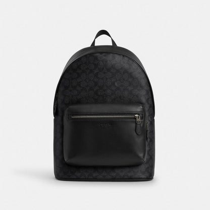 Coach West Backpack In Signature Canvas Gunmetal Charcoal Black