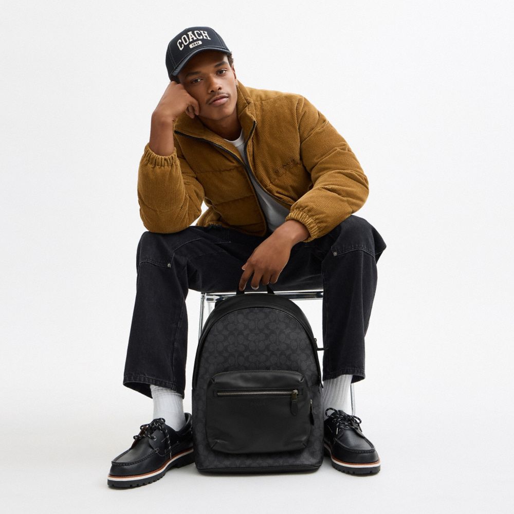 Coach West Backpack In Signature Canvas Gunmetal Charcoal Black