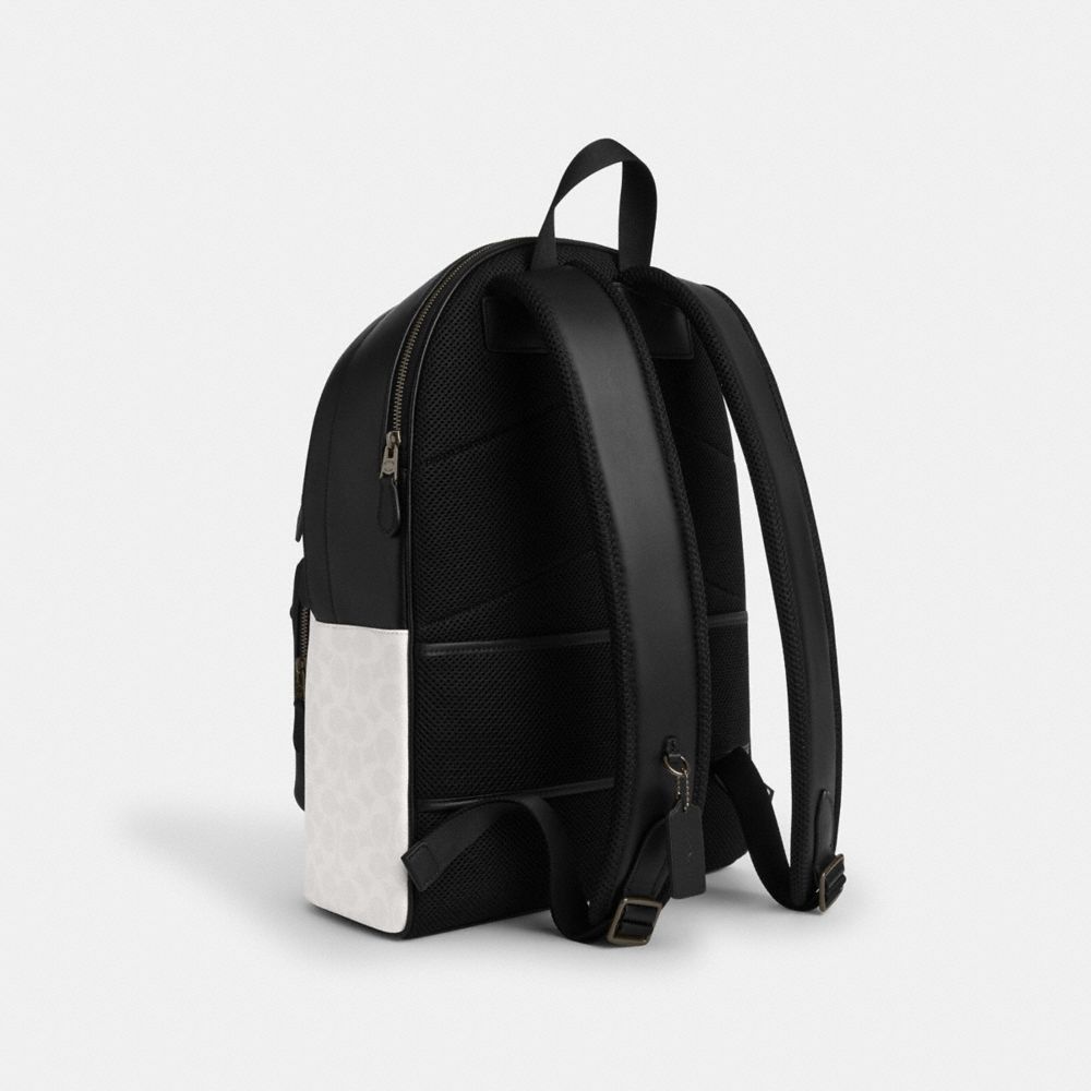 Coach West Backpack In Signature Canvas Gunmetal Chalk Black