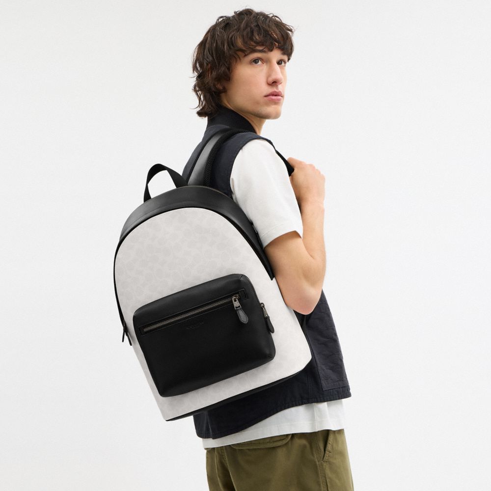 West Backpack In Signature Canvas Signature Canvas-Gunmetal-Chalk-Black Signature Canvas-Gunmetal-Chalk-Black