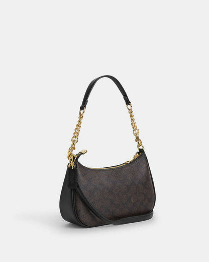 Teri Shoulder Bag In Signature Canvas Signature Canvas-Gold-Walnut-Black Signature Canvas-Gold-Walnut-Black