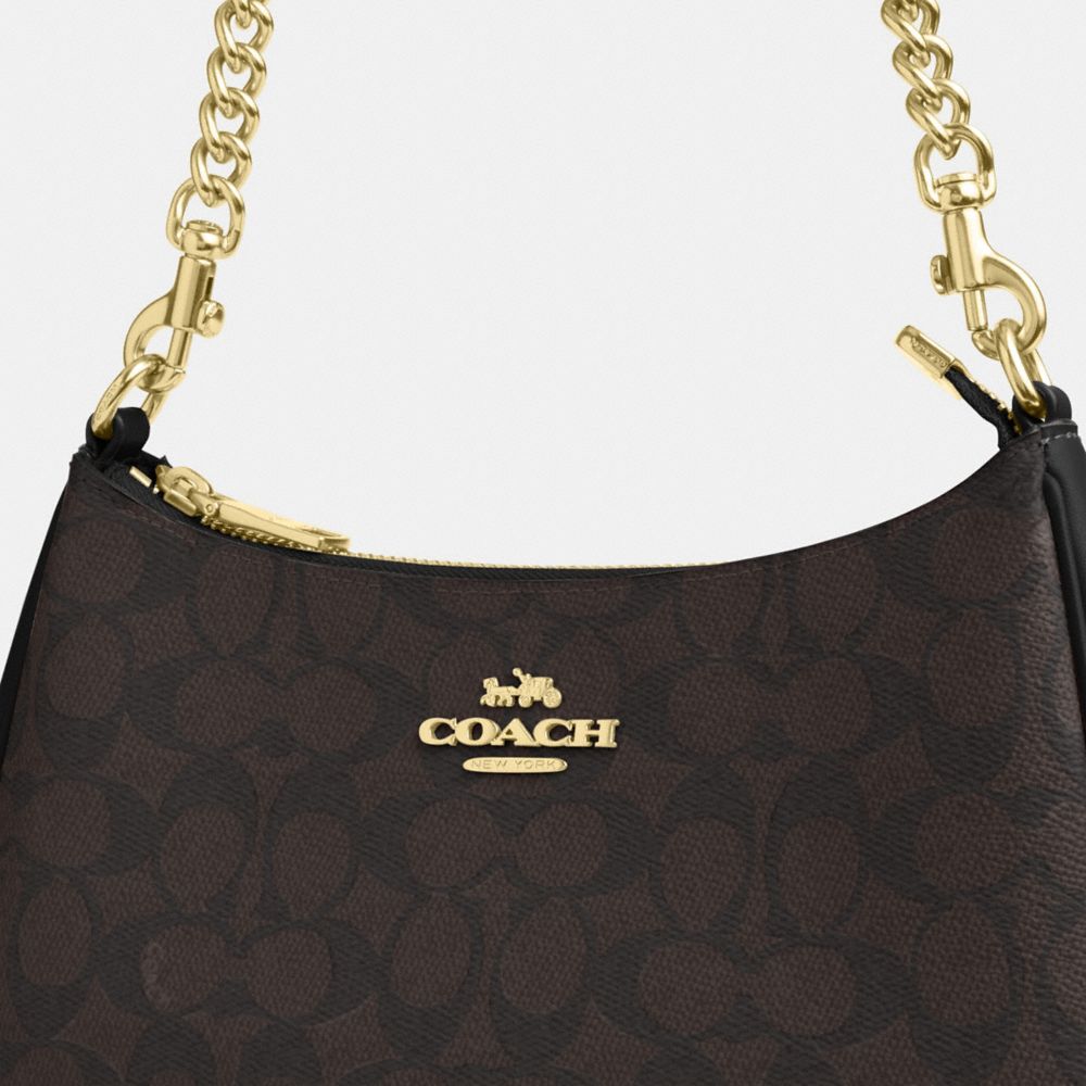 Coach Teri Shoulder Bag In Signature Canvas Gold Walnut Black
