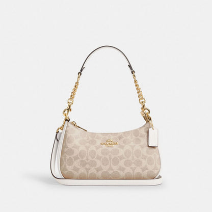 Coach Teri Shoulder Bag In Signature Canvas Gold Sand Chalk