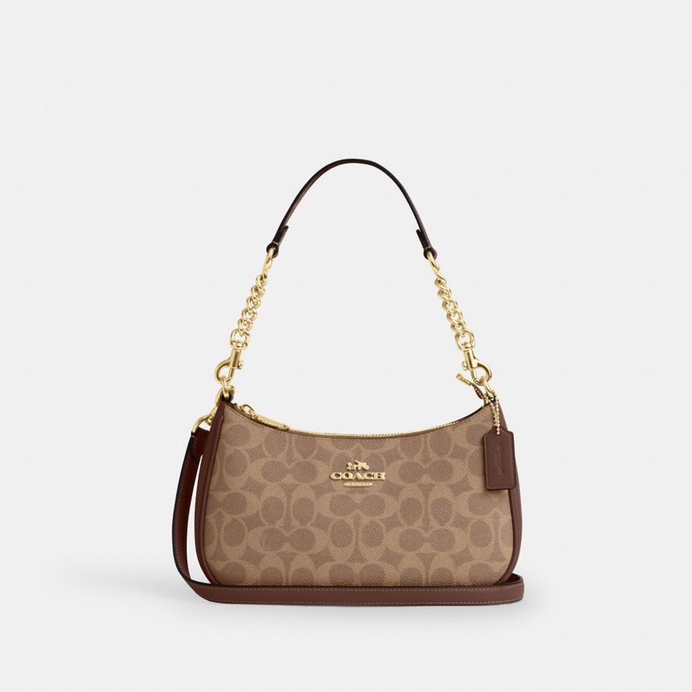 Teri Shoulder Bag In Signature Canvas Signature Canvas-Gold-Tan-Brown Signature Canvas-Gold-Tan-Brown