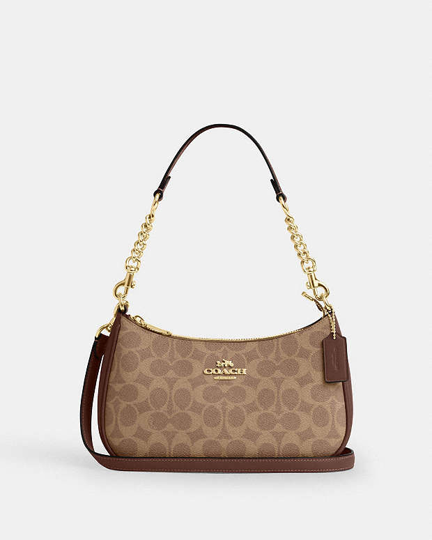 Teri Shoulder Bag In Signature Canvas Signature Canvas-Gold-Tan-Brown Signature Canvas-Gold-Tan-Brown