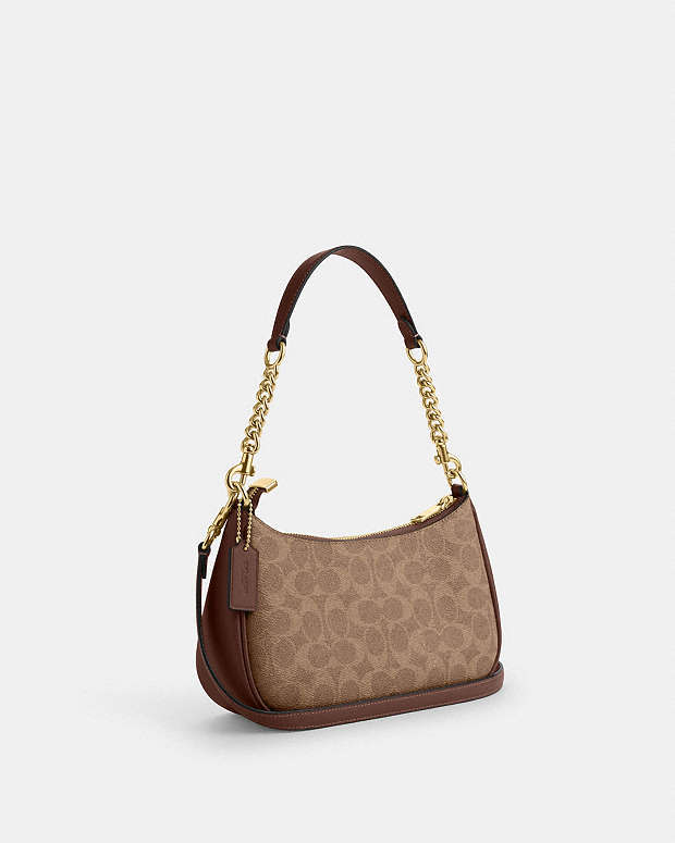 Teri Shoulder Bag In Signature Canvas Signature Canvas-Gold-Tan-Brown Signature Canvas-Gold-Tan-Brown