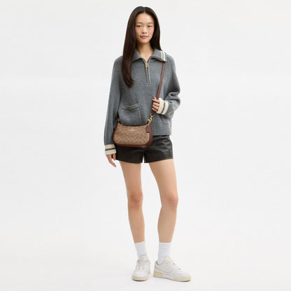 Coach Teri Shoulder Bag In Signature Canvas Gold Tan Brown
