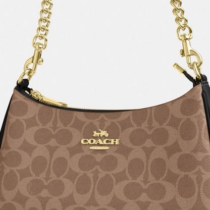 Coach Teri Shoulder Bag In Signature Canvas Gold Tan Brown