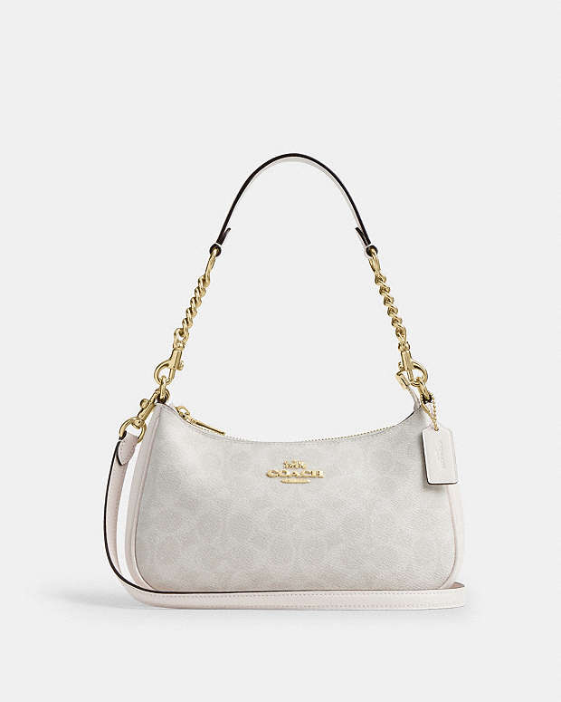 Teri Shoulder Bag In Signature Canvas Signature Canvas-Gold-White-Chalk Signature Canvas-Gold-White-Chalk