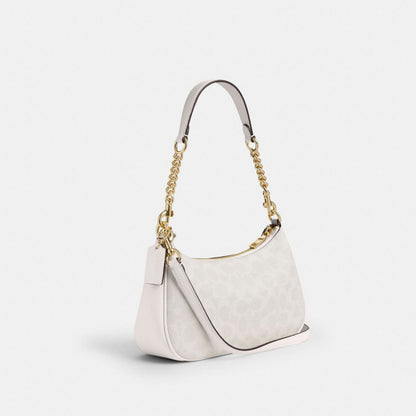 Coach Teri Shoulder Bag In Signature Canvas Gold White Chalk