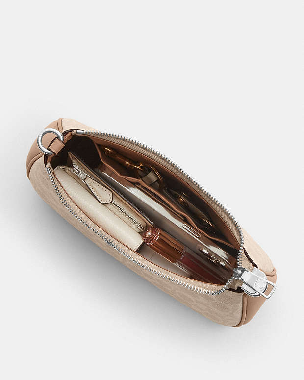 Teri Shoulder Bag In Signature Canvas Signature Canvas-Silver-Sand-Taupe Signature Canvas-Silver-Sand-Taupe