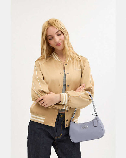 Teri Shoulder Bag Pebbled Leather-Silver-Mist Pebbled Leather-Silver-Mist