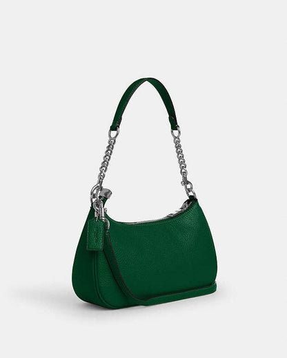 Teri Shoulder Bag Pebbled Leather-Silver-Shamrock Pebbled Leather-Silver-Shamrock