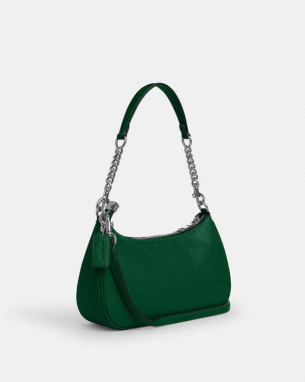 Teri Shoulder Bag Pebbled Leather-Silver-Shamrock Pebbled Leather-Silver-Shamrock