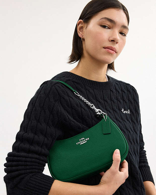 Teri Shoulder Bag Pebbled Leather-Silver-Shamrock Pebbled Leather-Silver-Shamrock