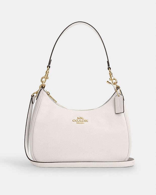 Teri Hobo Bag Pebbled Leather-Gold-Chalk Pebbled Leather-Gold-Chalk