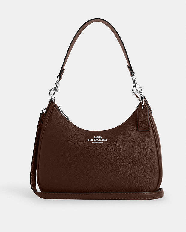 Teri Hobo Bag Pebbled Leather-Silver-Maple Pebbled Leather-Silver-Maple