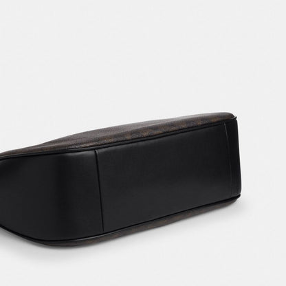 Coach Teri Hobo Bag In Signature Canvas Gold Walnut Black