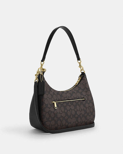 Teri Hobo Bag In Signature Canvas Signature Canvas-Gold-Walnut-Black Signature Canvas-Gold-Walnut-Black