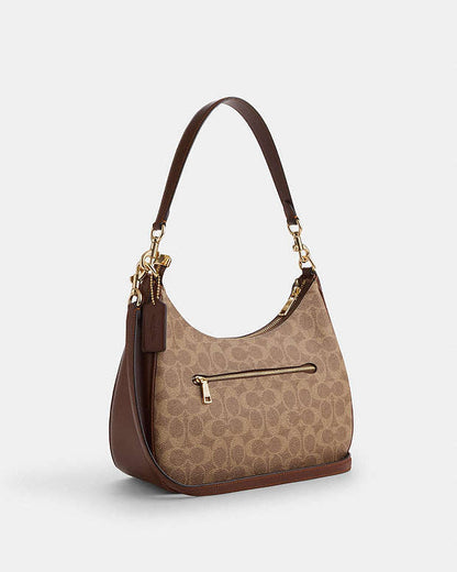 Teri Hobo Bag In Signature Canvas Signature Canvas-Gold-Tan-Brown Signature Canvas-Gold-Tan-Brown