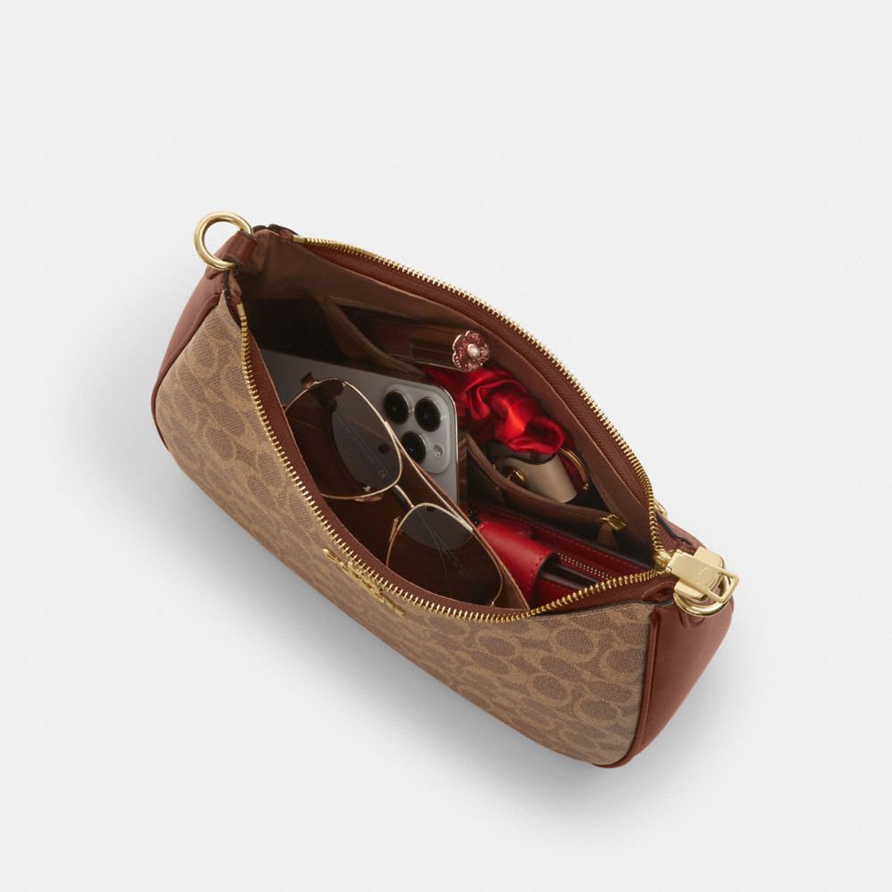 Coach Teri Hobo Bag In Signature Canvas Gold Tan Brown