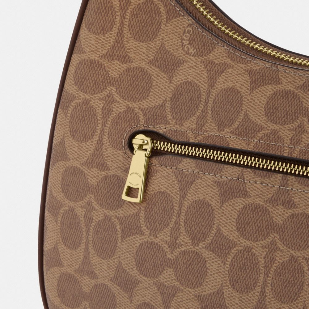 Coach Teri Hobo Bag In Signature Canvas Gold Tan Brown