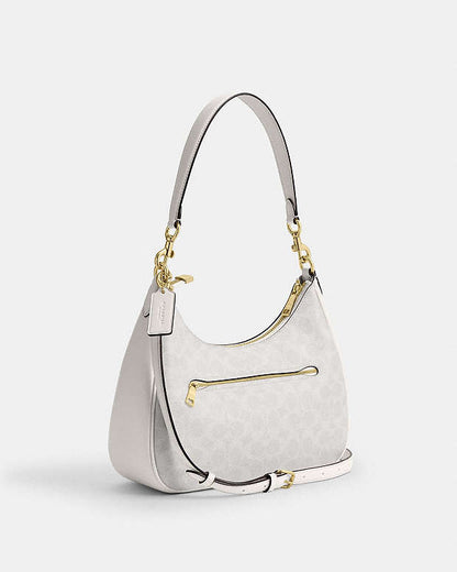 Teri Hobo Bag In Signature Canvas Signature Canvas-Gold-White-Chalk Signature Canvas-Gold-White-Chalk