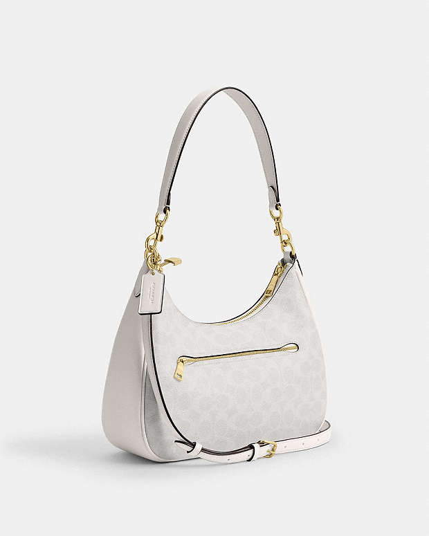 Teri Hobo Bag In Signature Canvas Signature Canvas-Gold-White-Chalk Signature Canvas-Gold-White-Chalk