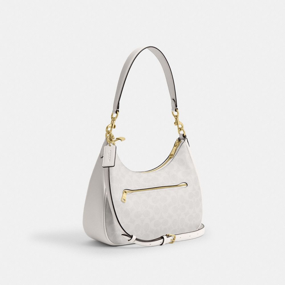Coach Teri Hobo Bag In Signature Canvas Gold White Chalk