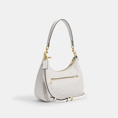 Coach Teri Hobo Bag In Signature Canvas Gold White Chalk