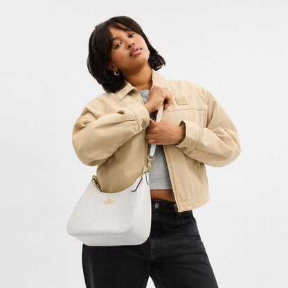 Coach Teri Hobo Bag In Signature Canvas Gold White Chalk