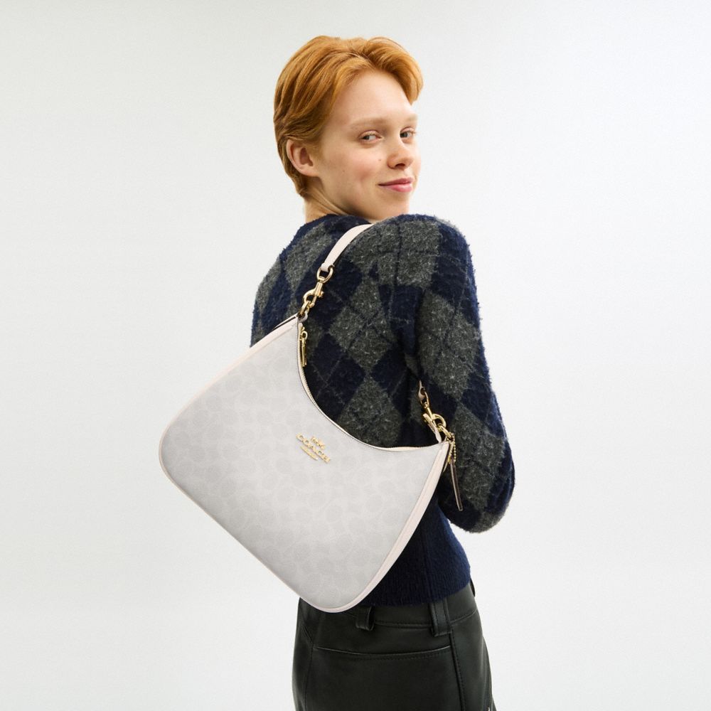 Coach Teri Hobo Bag In Signature Canvas Gold White Chalk