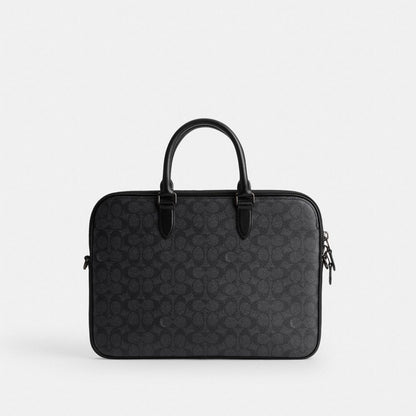 Coach Gotham Slim Briefcase In Signature Canvas Charcoal Signature