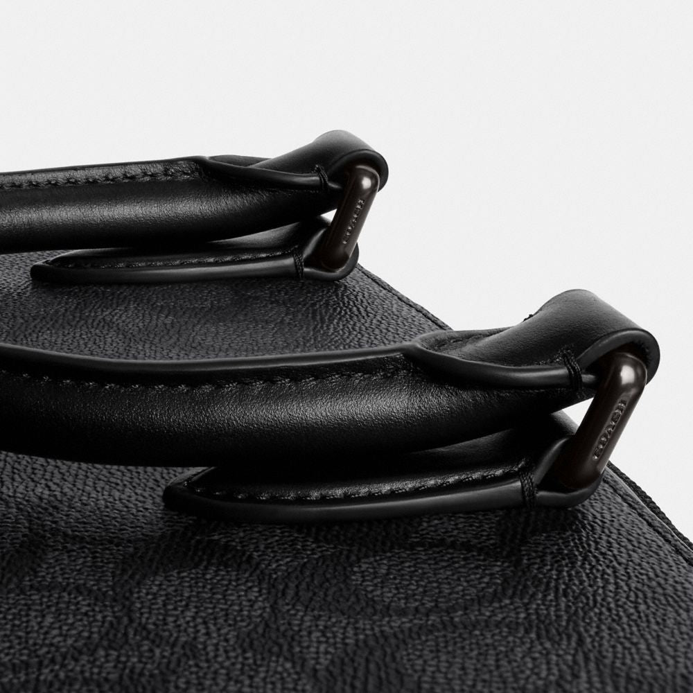 Coach Gotham Slim Briefcase In Signature Canvas Charcoal Signature