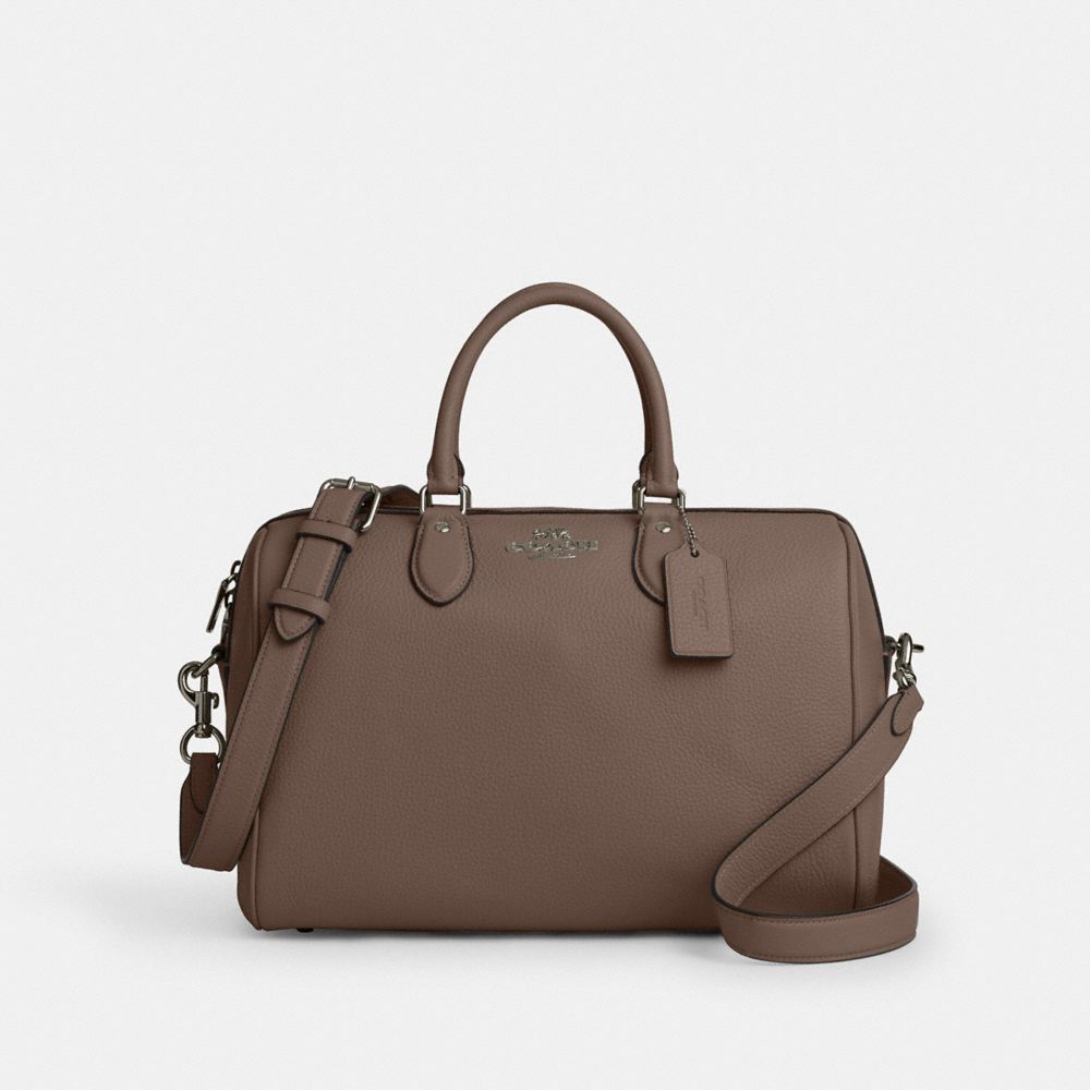 Rowan Large Satchel Bag Pebbled Leather-Qb-Dark Stone Pebbled Leather-Qb-Dark Stone
