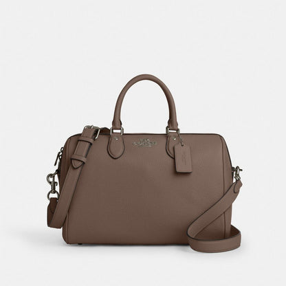Rowan Large Satchel Bag Pebbled Leather-Qb-Dark Stone Pebbled Leather-Qb-Dark Stone