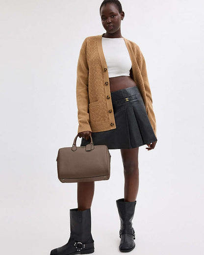 Rowan Large Satchel Bag Pebbled Leather-Qb-Dark Stone Pebbled Leather-Qb-Dark Stone