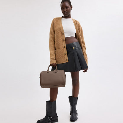 Rowan Large Satchel Bag Pebbled Leather-Qb-Dark Stone Pebbled Leather-Qb-Dark Stone